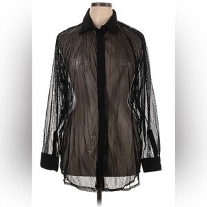 Solid & Striped XL sheer long sleeve black button down